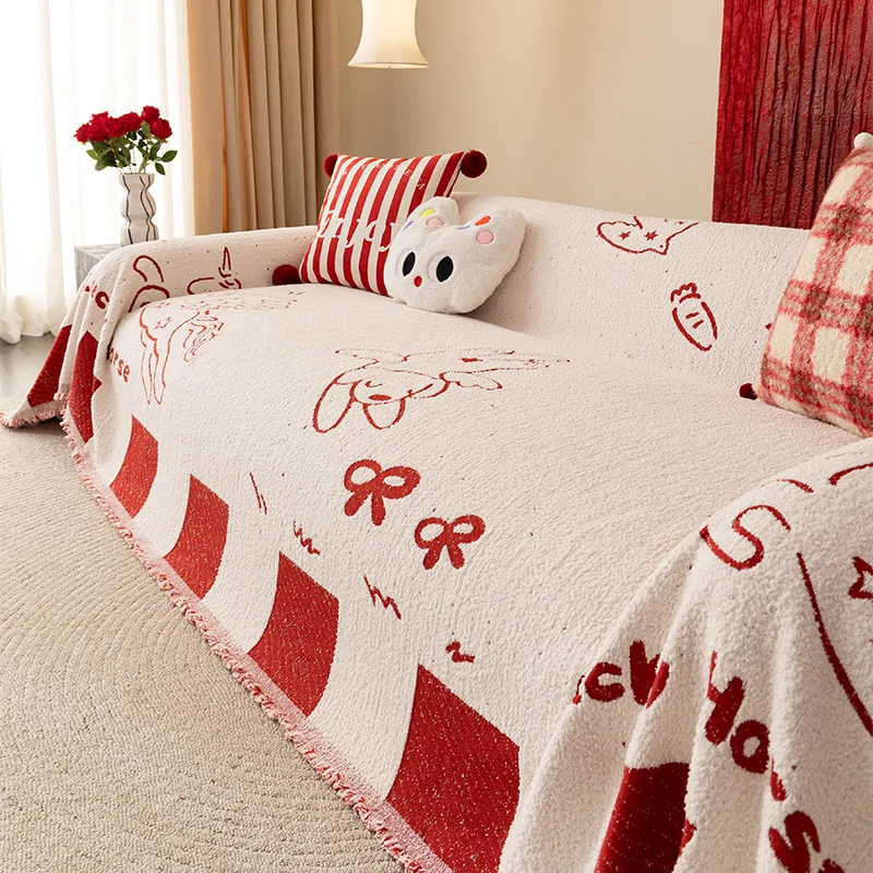 1PC Sofa Cushion New Year's Sofa Towel Non-slip Blanket Autumn and Winter Velvet Cover One Piece Household Home Textile