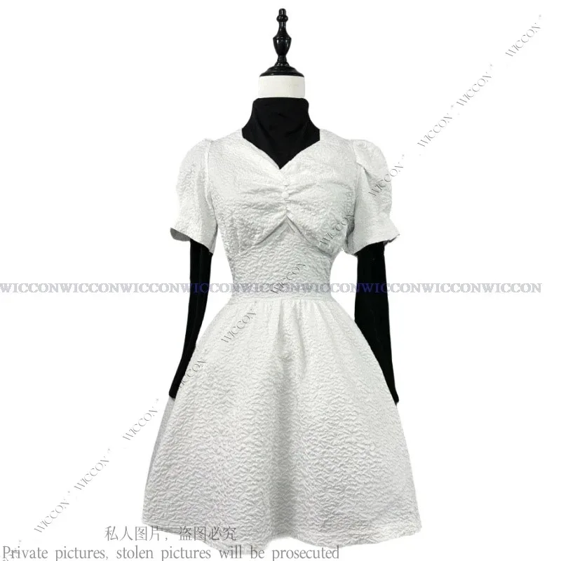 Disfraz de Komatsu, ropa de trabajo NANA, vestido blanco de cintura con mangas abullonadas, traje diario, juego de rol, peluca para fiesta de Halloween; 6,r'8;p