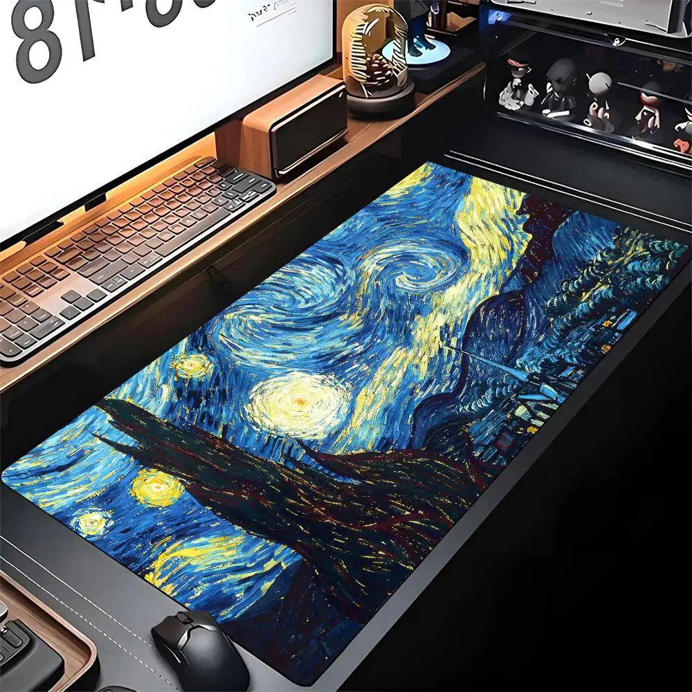 

Коврик для мыши Van Gogh, игровой коврик с запирающимся краем, большой компьютерный геймерский большой резиновый художественный коврик для мыши, трендовый коврик для ноутбука