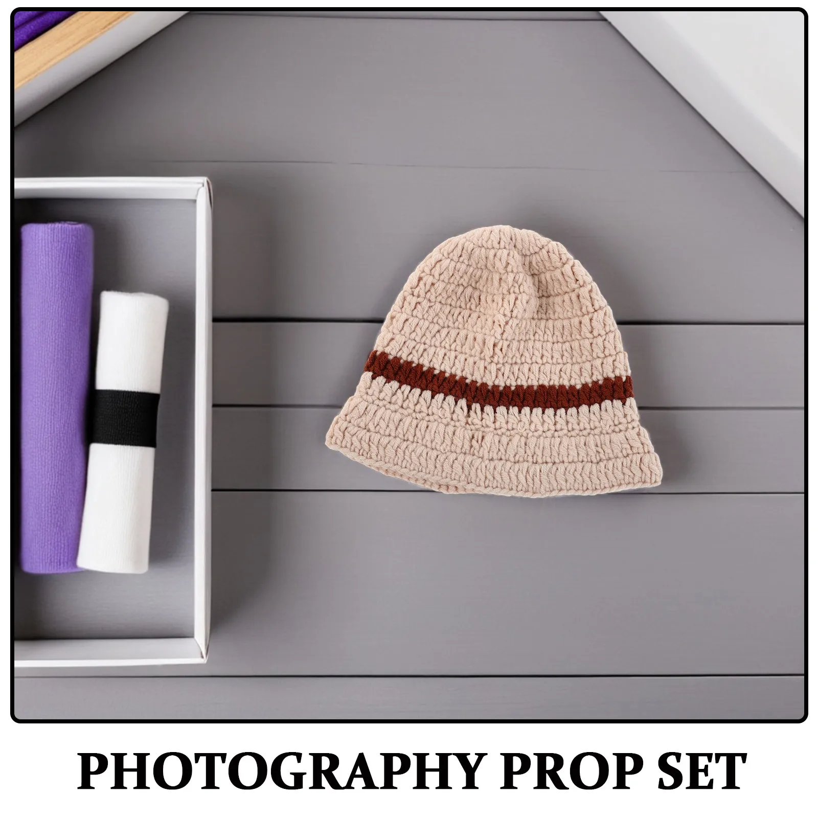 Beige Handmade Crochet Newborn Outfit Set – Soft Knitted Photo Shoot Costume with Hat & Shoes for Babies