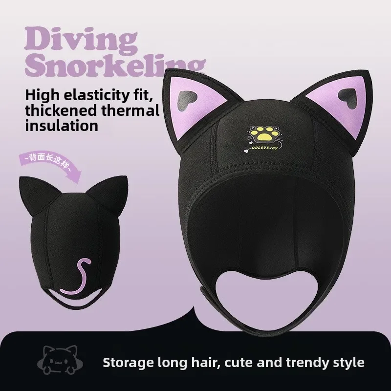 

Outdoor Premium Diving Hat for Men and Women Thickened Insulation Beach Sun Protection Cartoon Snorkeling Headset Swimming Cap