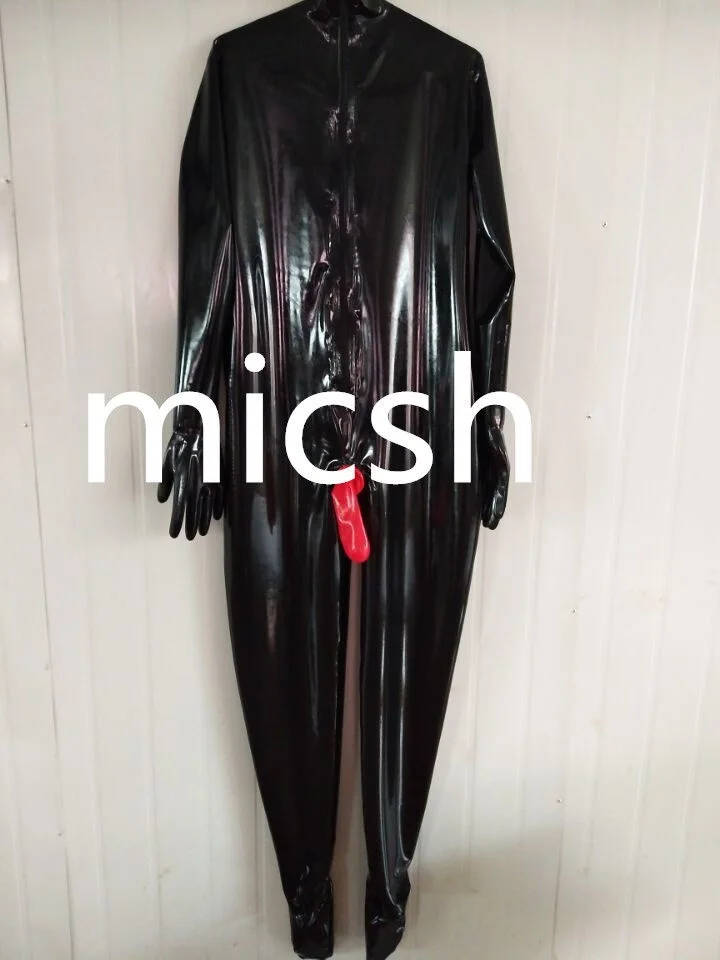 Latex Rubber Gummi Kostüm Ganzanzug Catsuit Black and Red Suit Anzug Party  XS-XXL