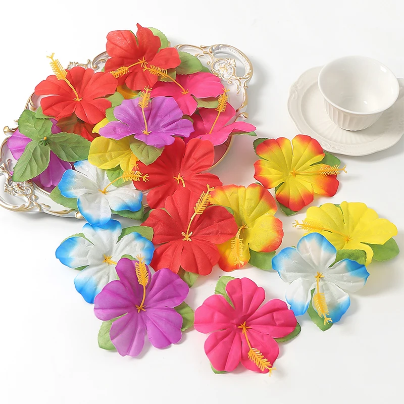 5/10/20Pcs 11cm Silk Artificial Hibiscus Flowers for Hawaii Summer Party Tabletop Deocration for Home Wedding Party Supplies