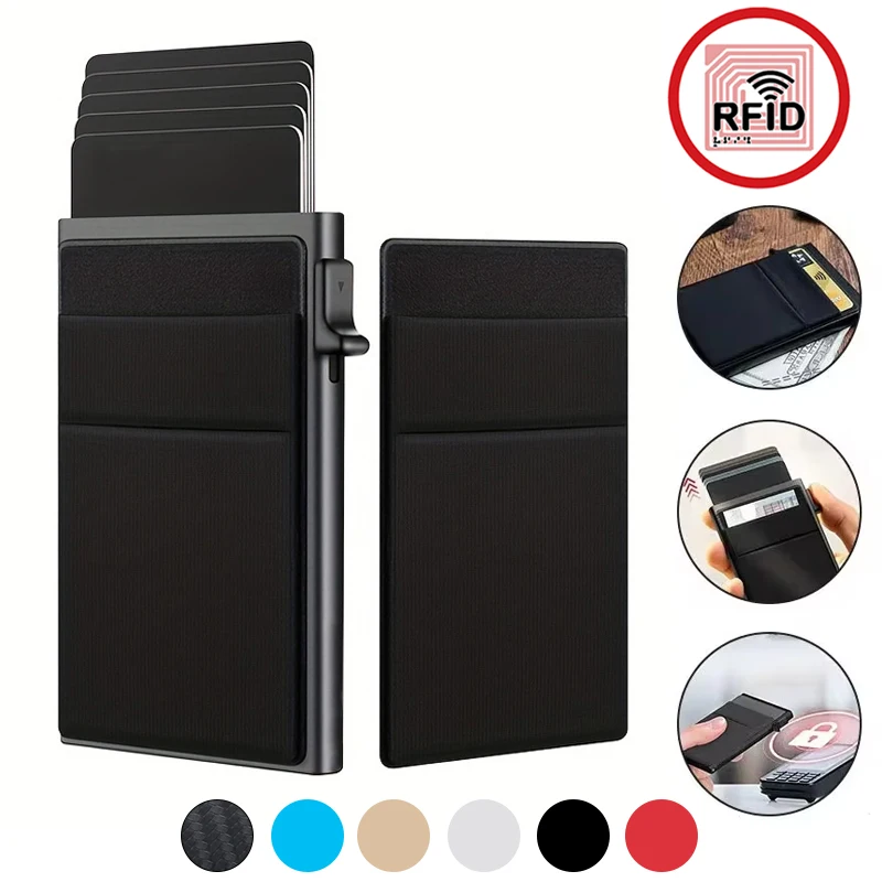 2025 Men Anti Rfid Blocking Protected Magic ID Credit Bank Card Holder Case Wallet Metal Thin Slim Minimalist Small Metal Wallet
