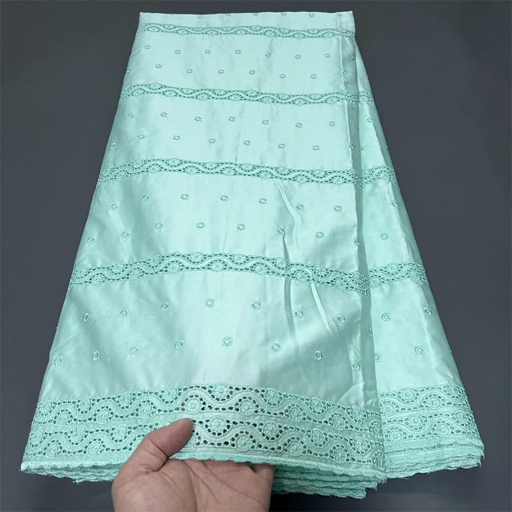 2026 African Nigerian Tulle Lace Fabric Sewing for Dress High Quality Damask polish luxe Cotton Pure Embroidery 5Yard hz1419