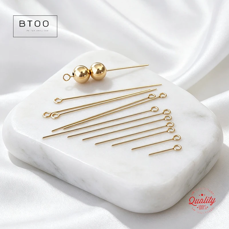 14K Gold Filled Eye Pin Headpins for Jewelry Making Gold Filled Eyepin in Multiple Sizes 6.35mm to 38.1mm