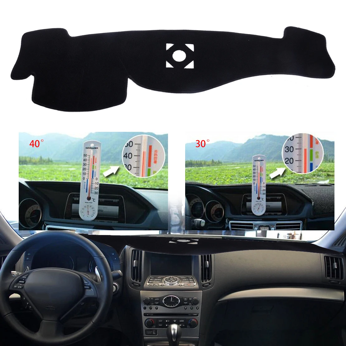 Black Polyester Dashmat Dashboard Mat Cover Pad Fit For Infiniti G25 G35 G37 Q60 Q40 LHD