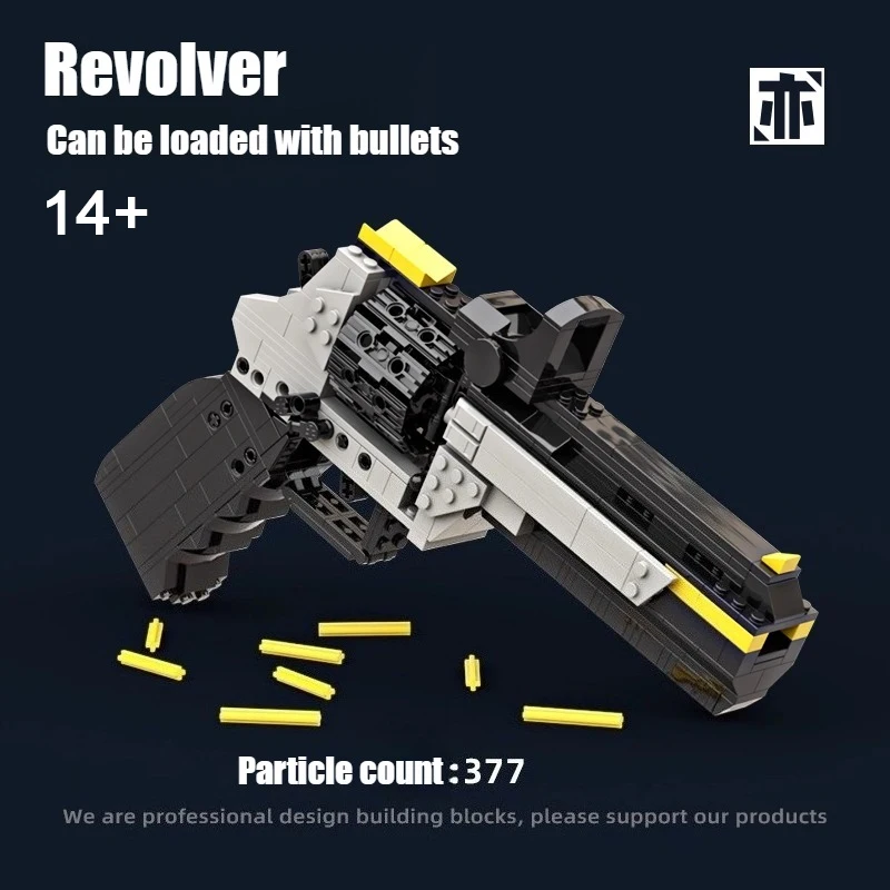 Technical Revolver Building Blocks MOC Assemble Bricks Loadable Gun Model Tractical Pistol Shooting Toy Gift For Adult