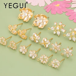 YEGUI MC51,jewelry accessories,18k gold plated,copper,zircons,jewelry findings,charms,diy earrings,jewelry making,6pcs/lot