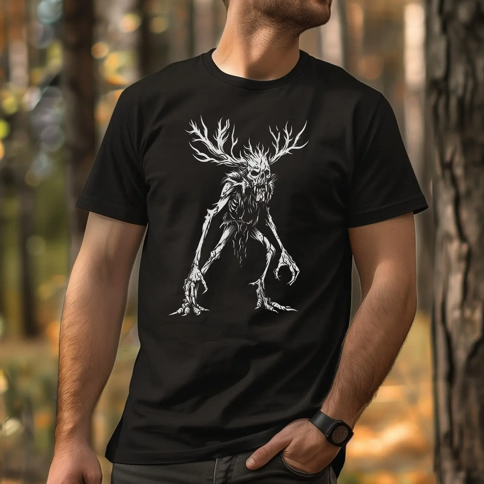 Wendigo T Shirt Cryptid Skinwalker Design vintage Washed graphic Top For Everyday Wear designer clothes homme Breathable