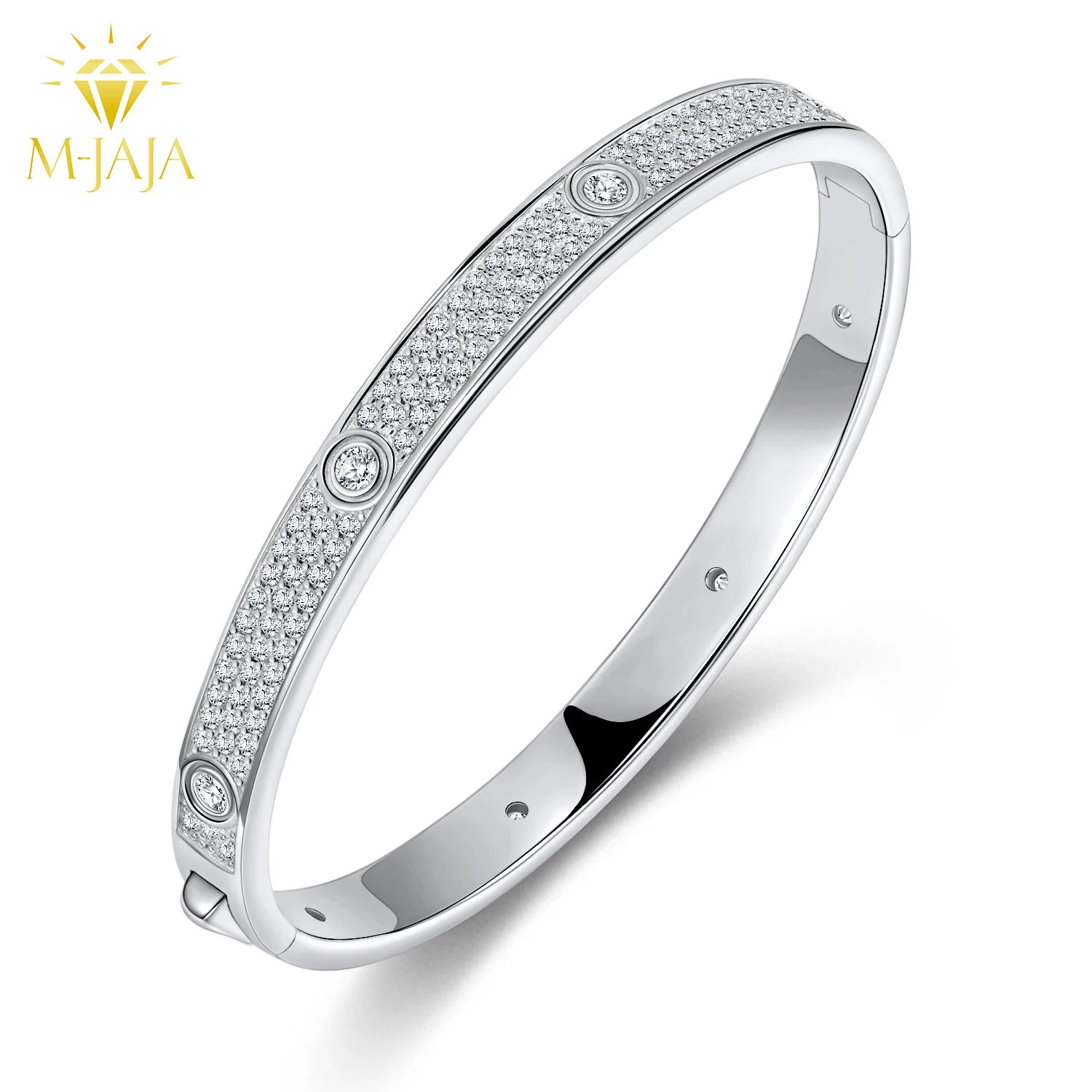 

M-JAJA Eternity Moissanite Bracelets Women S925 Sterling Silver Diamond Bangle 18K Rose Gold Plated Bridal Wedding Fine Jewelry
