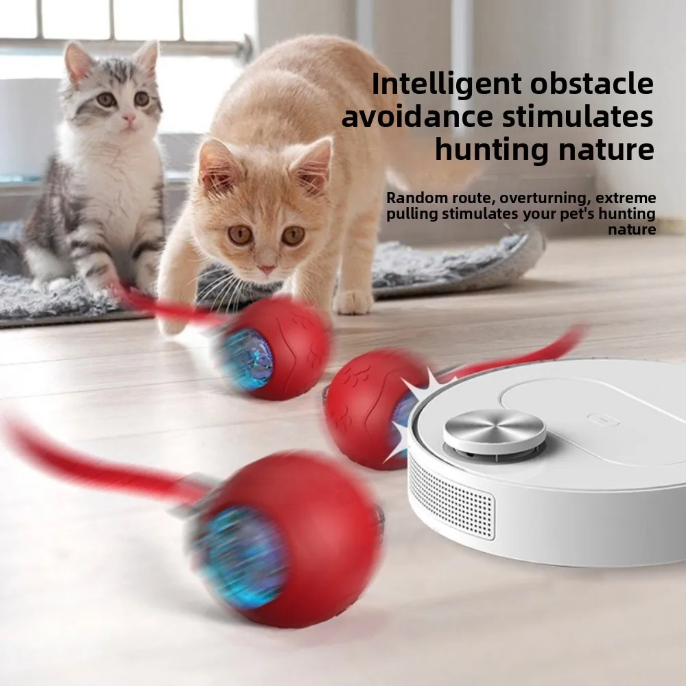 

Automatic Interactive Cat Toy Ball Rechargeable Luminous Electric Cat Ball Toy Fast Rolling Indoor Playing Dog Cat Training Ball