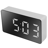 LED Multifunctional Mirror Clock, Digital Alarm Snooze Display Time Night LCD Light,Desktop USB 5V/No Battery Home Decor