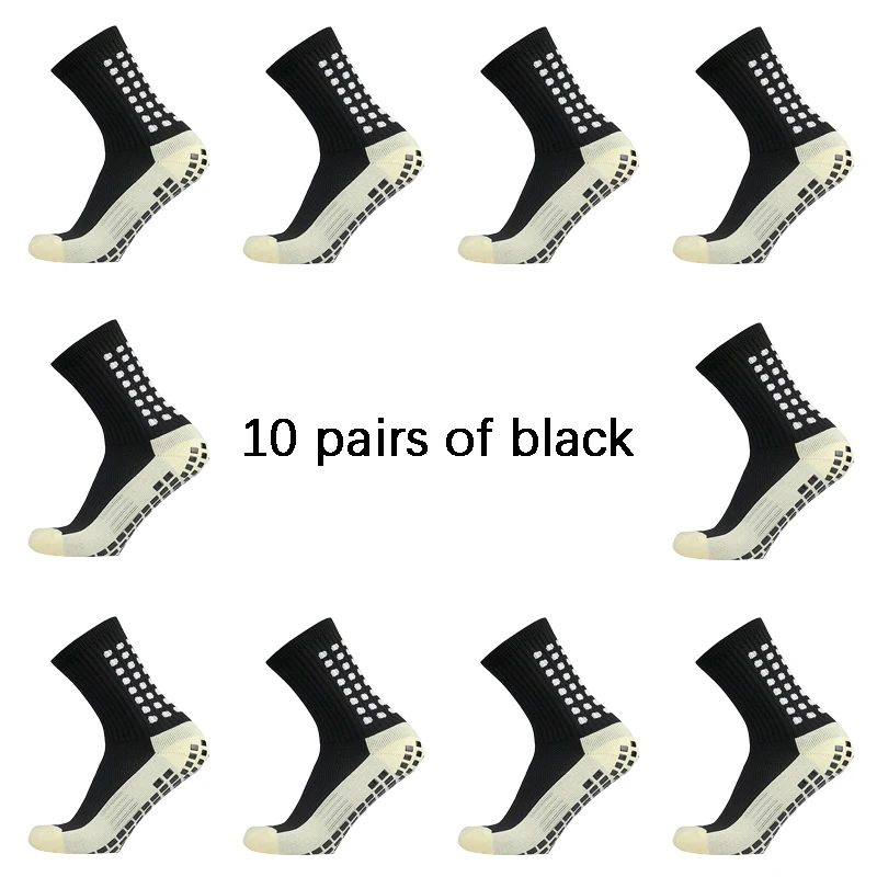 10 Pairs/lot Men Womens Football Socks Cotton Square Silicone Suction Cup Grip Anti Slip Soccer Sports Rugby Socks Tennis Socks