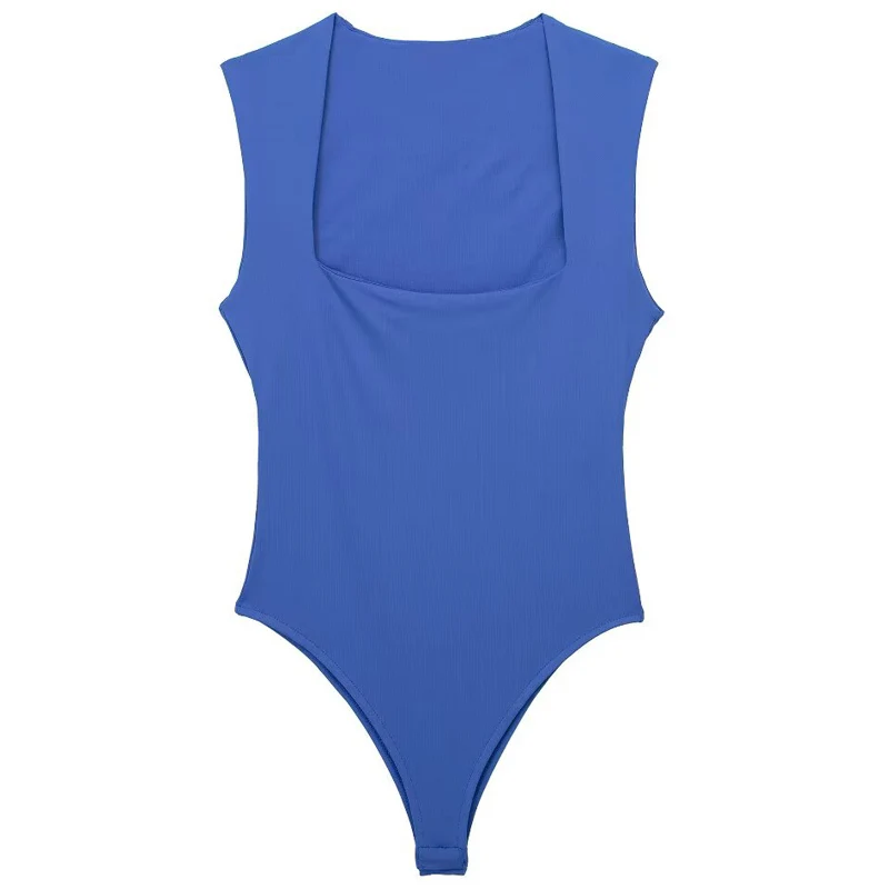 HXAO مشد ثونغ ارتداءها المرأة الصيف 2025 ساحة الرقبة التخسيس الجسم مثير المرأة أزرق أسود أبيض بلا أكمام الاتجاه العلوي ارتداءها #4