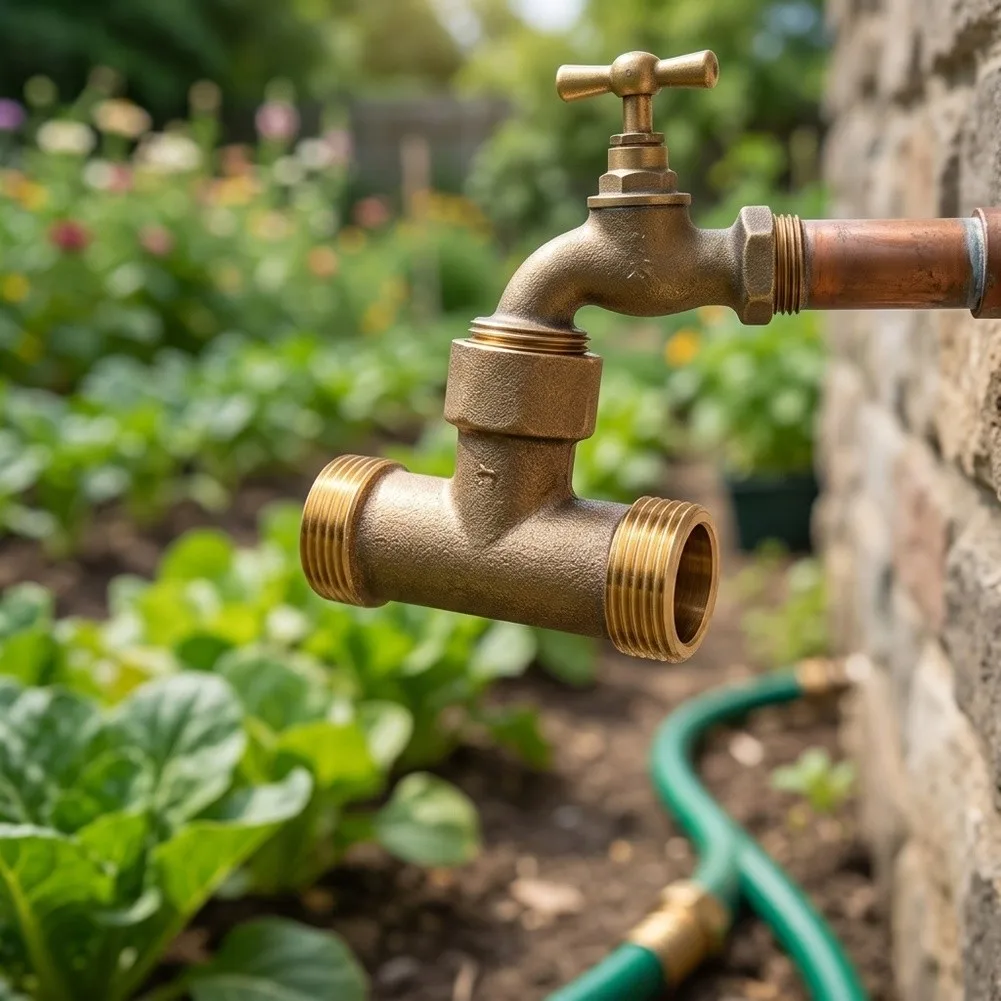 Brass 3-Way Garden Hose Connector for Standard 14mm Hoses with Internal and External Thread Options for Watering Systems