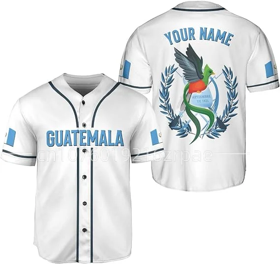 Free Custom Name Guatemala Baseball Jersey 3D Printed Men\'s and Women\'s Casual Fashion Street Baseball Jersey