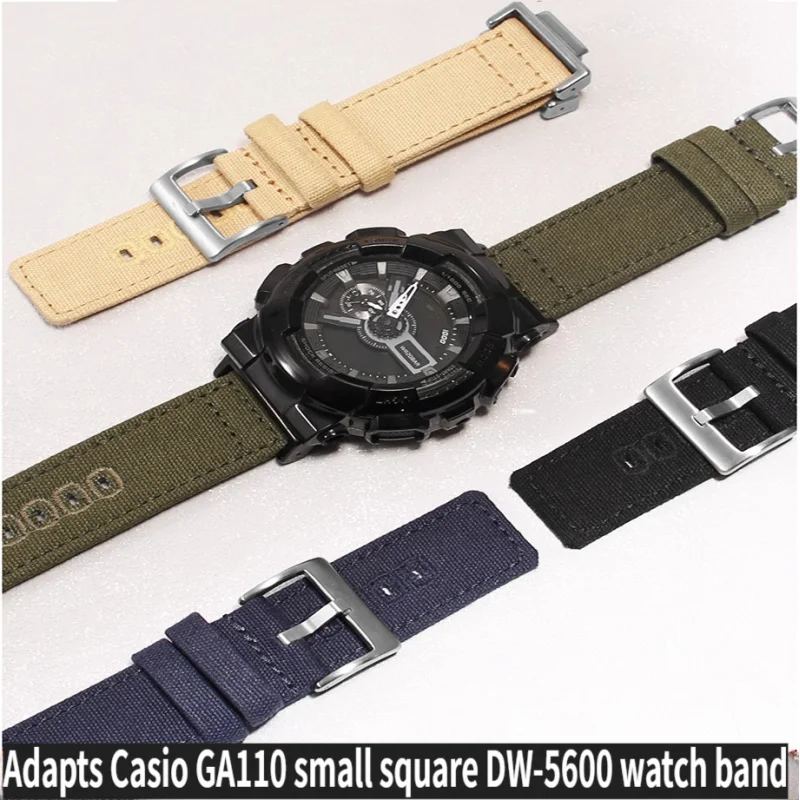 

For Casio G-SHOCK GA110 100 120 GA900 GA2100 DW-5600 GW-B5600 GW-M5610 DW6900 Metal Adapter Nylon Canvas Watch Band Soft Strap