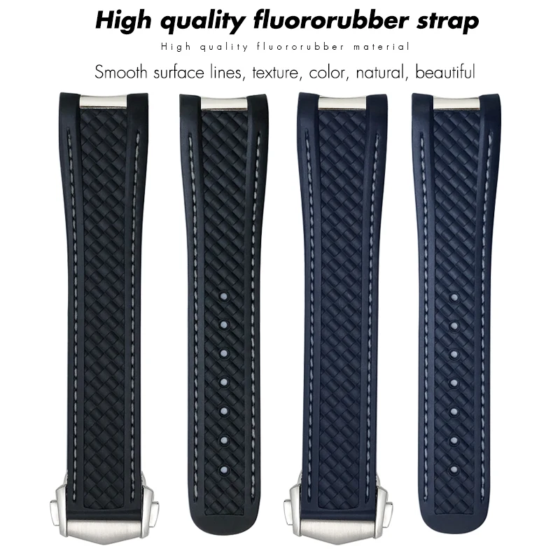 Top Quality FKM Fluororubber 19mm 20mm 21mm Watchband for Omega Seamaster Aqua Terra 150 AT150 Soft Fluorous Rubber Watch Strap