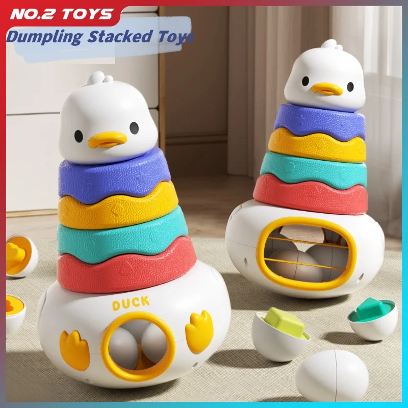 Duck Tumbler Stacking Toy Color Shape Cognition Sorting Intelligent Early Learning Toy for Infant Baby Toddler Parent-Child Game