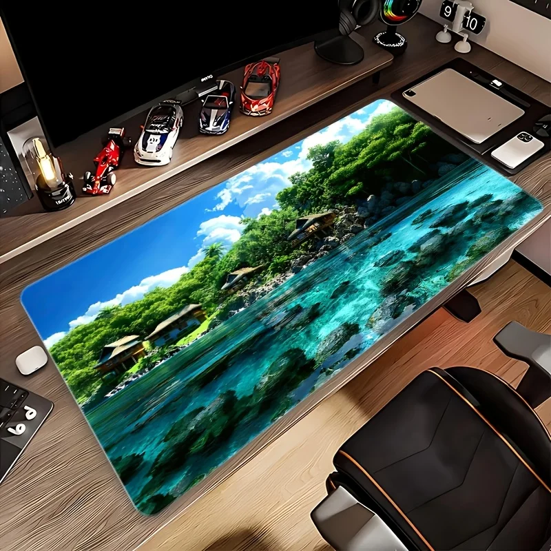 Tropical River Scenery Extended Gaming Mouse Pad Durable Rubber Non-Slip Desk Mat for Office Home