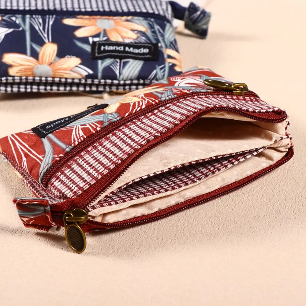 Monedero de tela estampada a la moda, bolso de estilo étnico con doble cremallera, monedero para mujeres y niñas