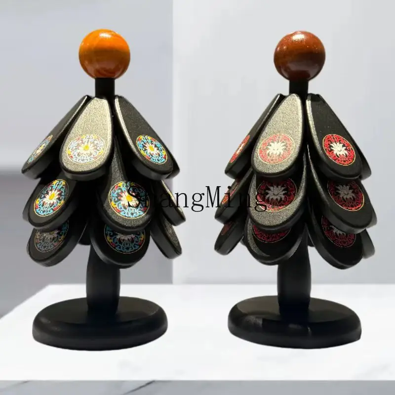 

PYH heat insulation pad solid wood placemat creative anti-scalding pad household cup Christmas tree