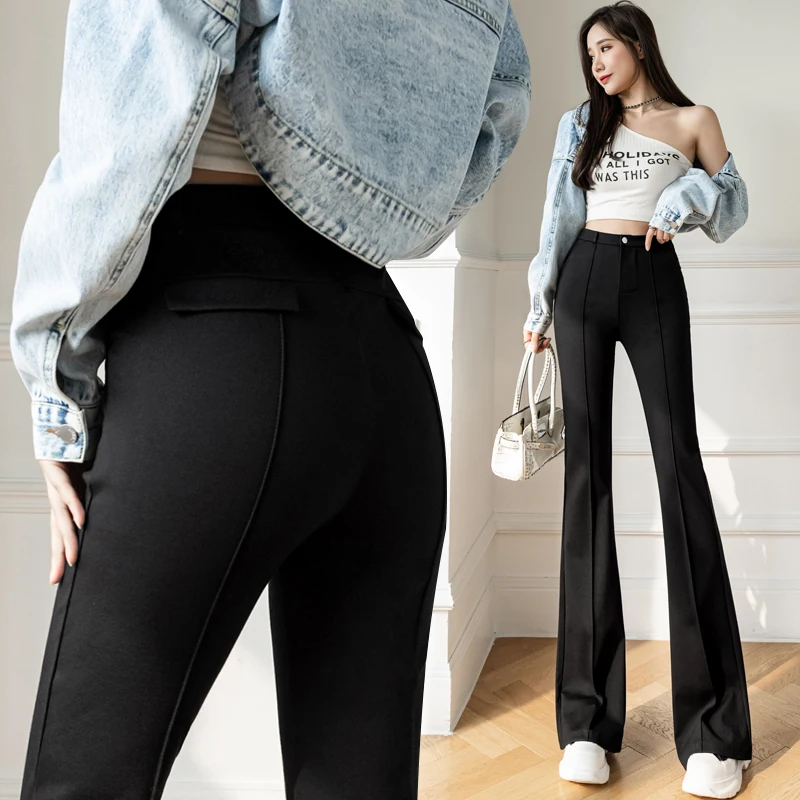 

Pants Women Fashion Suit Pants Women's 2022 Spring New High-waisted Slim Drape Straight Black Casual Pants Micro-flare Pants