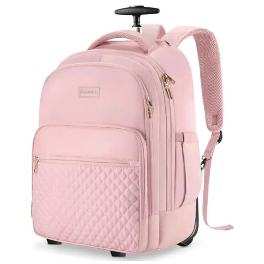 Rolling Backpack Carry On Luggage For Adults With Wheels 40L Wheeled Backpack For Women Travel Roller Backpack Rolling Bag