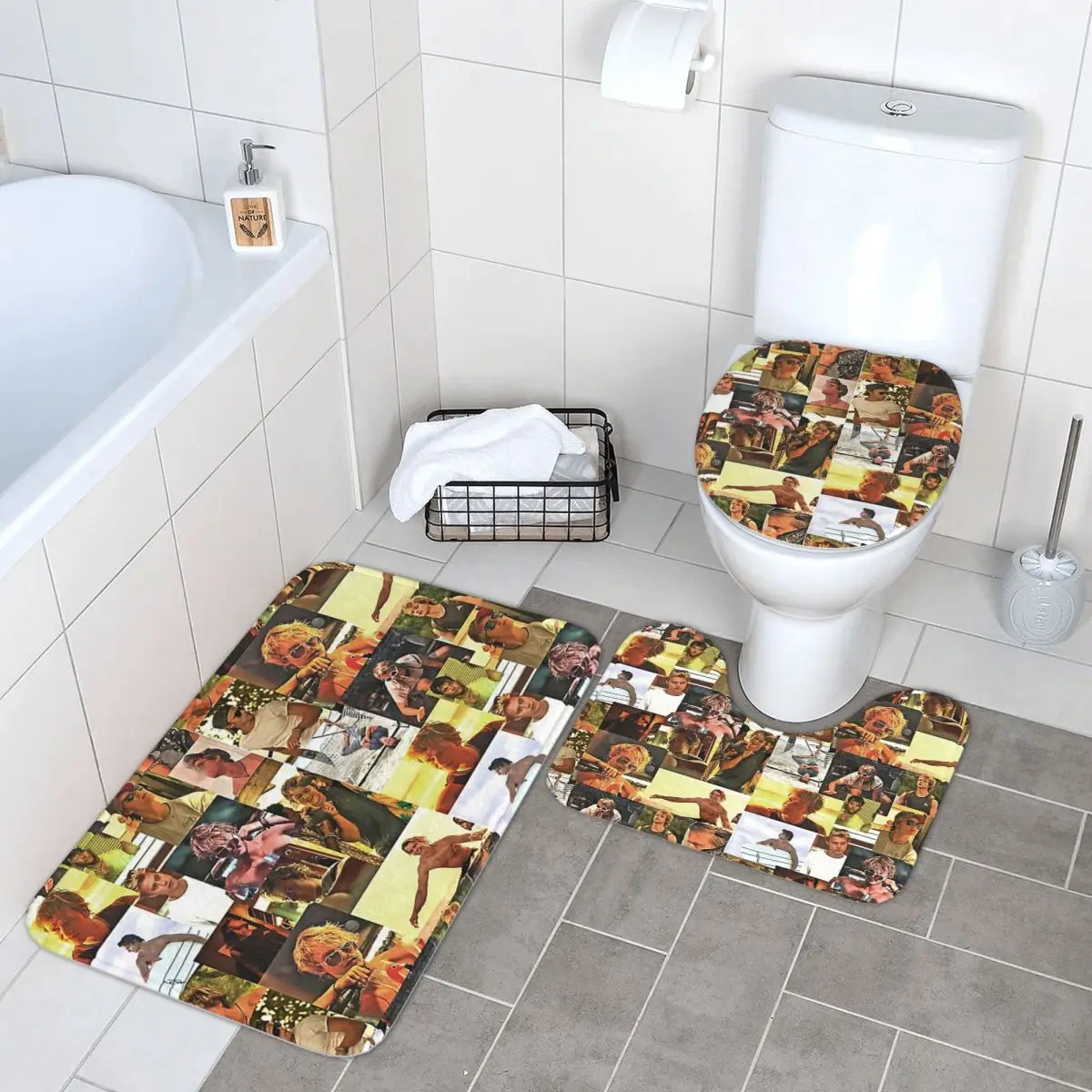 

JJ Maybank - Одеяло Rudy Pankow, 3-х предметный коврик для ванной, набор для ванной комнаты, крышка для унитаза, домашний декор, нескользящий ковер, напольный коврик