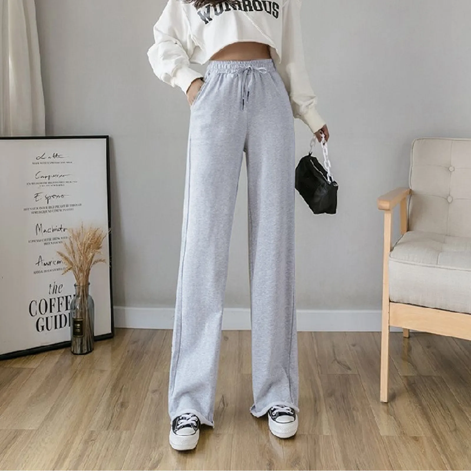 

Sweatpants For Women 2024 Spring Summer New Solid Baggy Fashion Oversize Sports Pants Black Trousers Female Joggers Streetwear