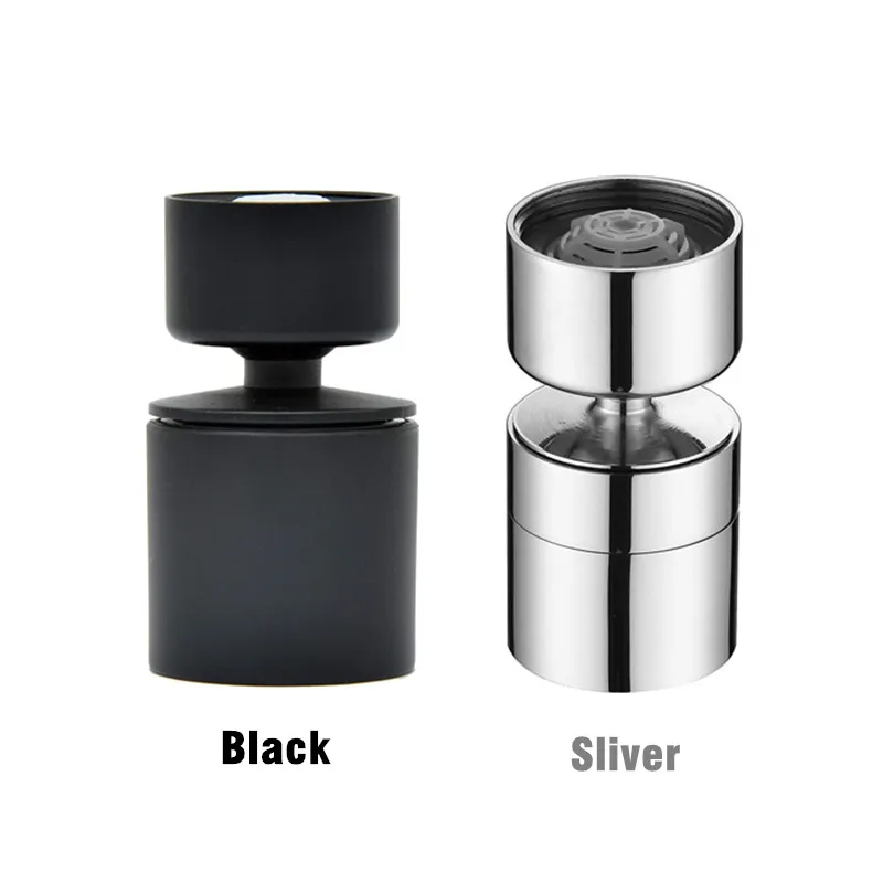 New Black 2 Mode Washbasin Faucet Nozzle 360° Rotary Splashback Faucet Aerator Kitchen Sink Pressurized Faucet Aerator Bubbler