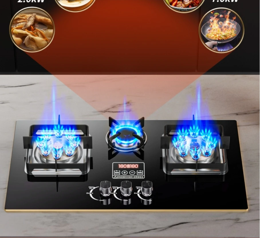 세 눈 쿠커 신형 가정용 천연가스 데스크탑 빌트인 LPG 가스레인지 쿡탑 가스레인지