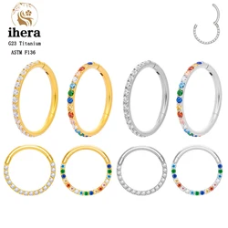 Boucles d'oreilles créoles en titane G23 pour femmes, anneaux de charnière antarctique, arc-en-ciel CZ, boucles d'oreilles créoles, piercing septum, clUnicef 16G, bijoux Tragus Cartilage Helix