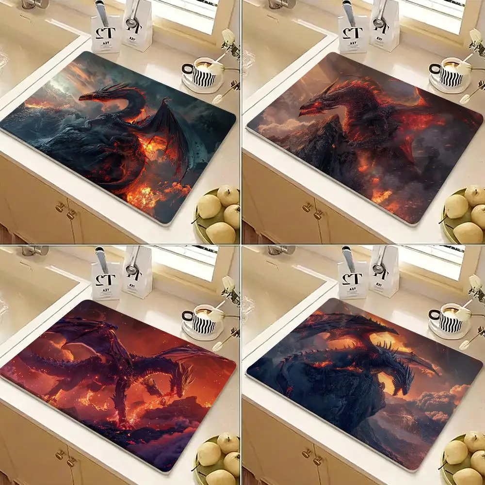 Fierce Red Dragon Floor Mat Diatomite Floor Mat Fast Drying Odor Resistant Non Slip Bath Kitchen Mat