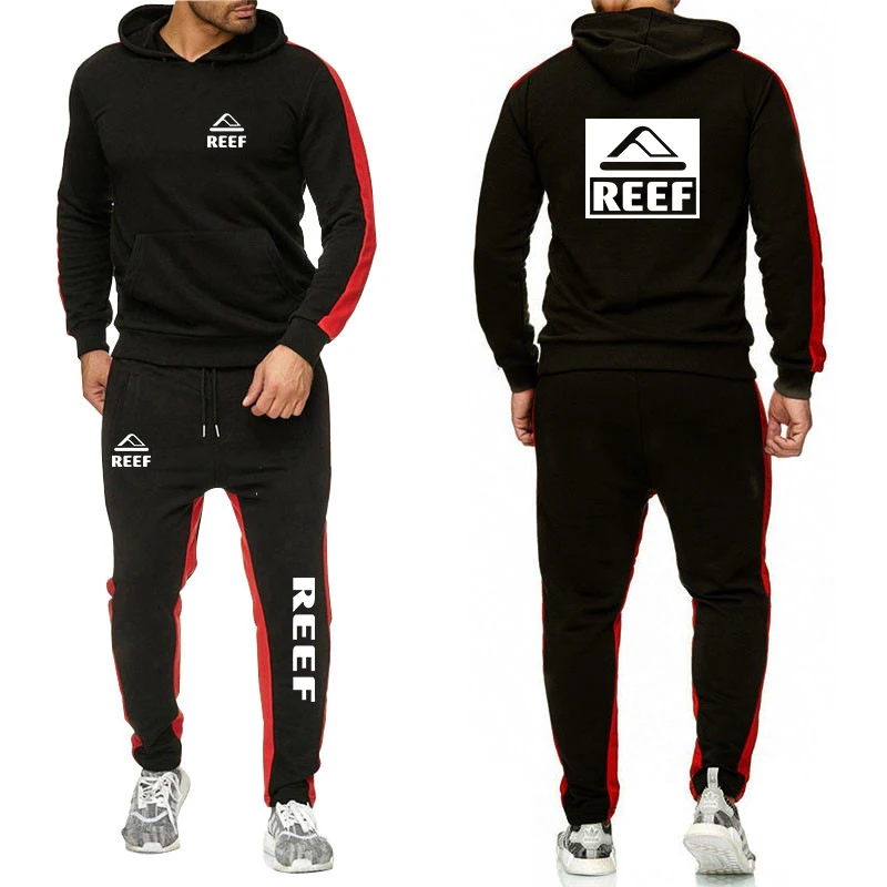 2023 Men Printing New Reef Spring and Autumn Hoodies Sweatpant Sets Harajuku Jackets Sports Comfortable Gradient Suit