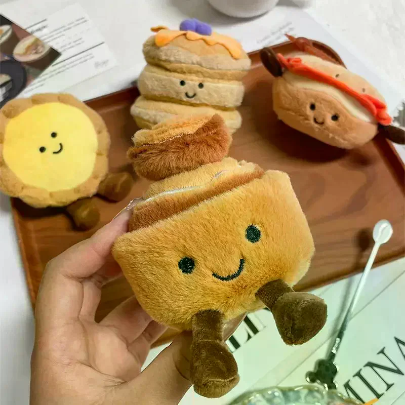 พวงกุญแจตุ๊กตาขนนุ่มรูปขนมไข่ทาร์ต ซีรีส์น้ำชายามบ่ายสุดน่ารัก ของตกแต่งกระเป๋าเป้ ของขวัญ