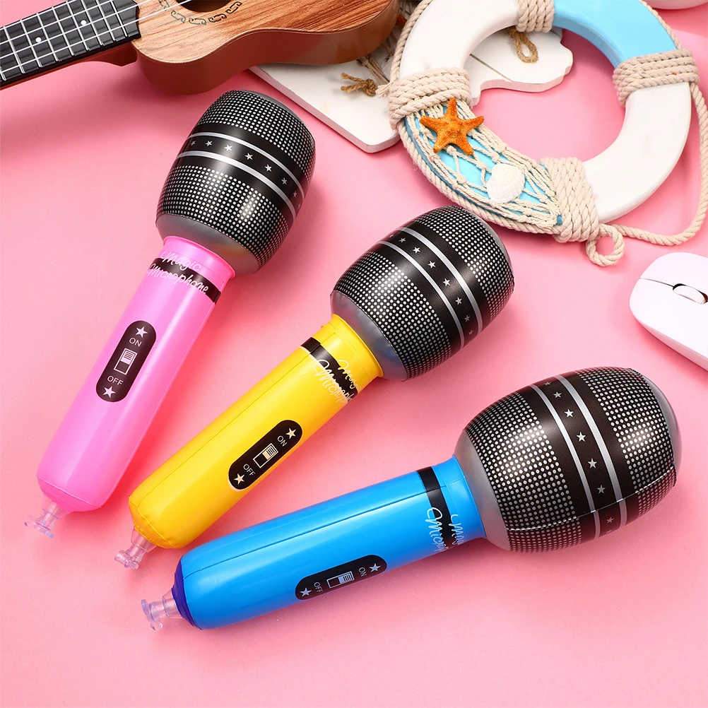

8 Pcs Simulation Microphone Inflatable Fake Mic Props Party Favors Birthday Costume Stage Show Pretend Play Karaoke for Kids