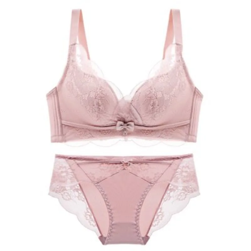 Ensemble soutien-gorge sans armatures confortable en dentelle, ajustable, respirant et doux pour femme 32-38