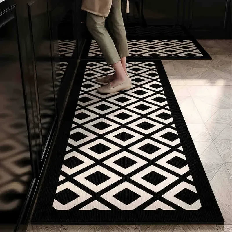 Kitchen Carpet Waterproof Oil-proof Floor Mat Pvc Leather Non-slip Foot Mats Long Strip Home Decoration Rug Alfombra De Cocina