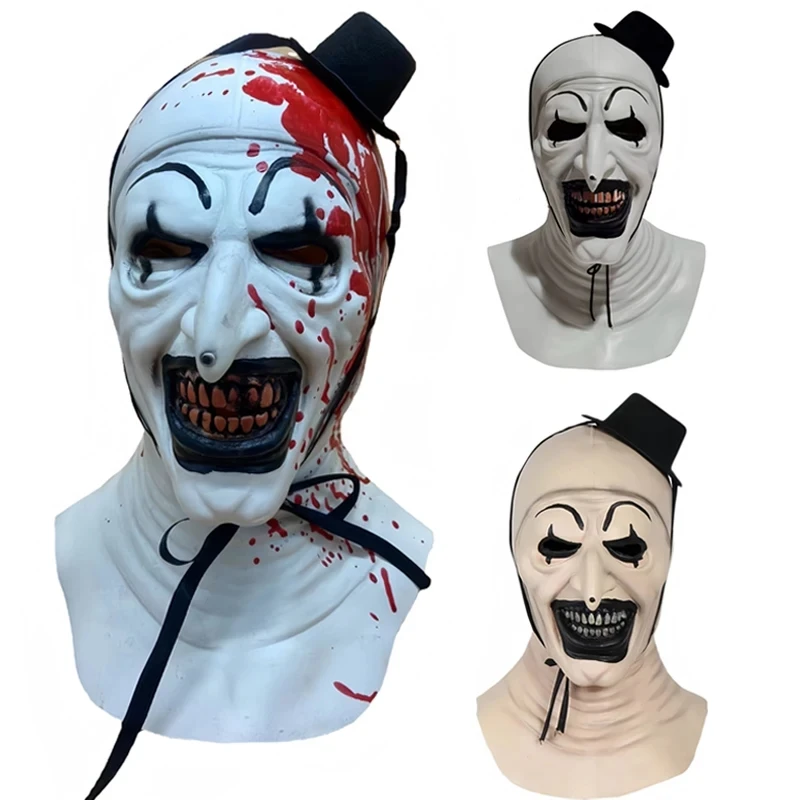 Hot Movie Terrifier 2 Clown Cosplay Mask uomo donna Halloween Party Carnival Roleplay Terrifier Clown Joker Full Face Mask Latex