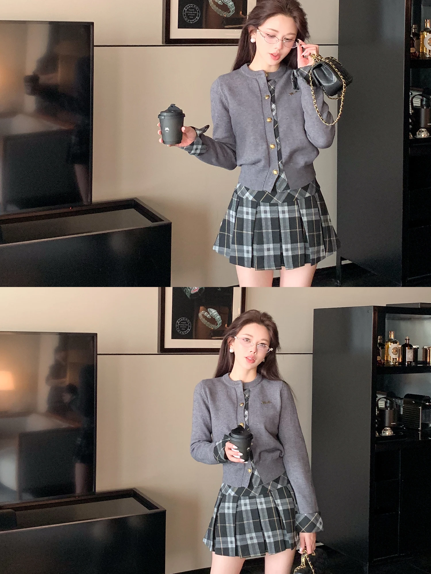 

Женская плиссированная юбка в клетку LADIES FIRST Briti Sle с высокой талией, укороченная, для повседневной носки, из полиэстера