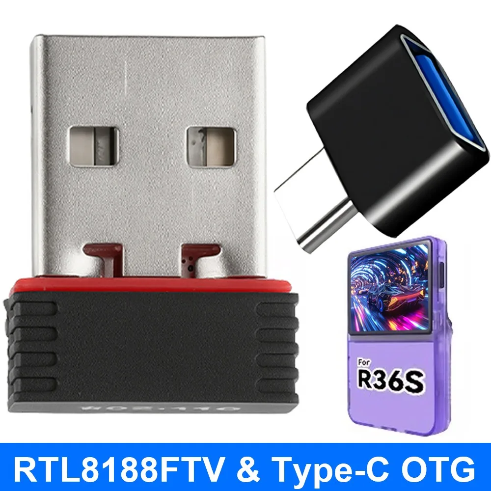 

Для игровой консоли R36S Сеть Wi-Fi RTL8188FTV USB-ключи и USB-адаптер OTG типа C для R36S / R36H Аксессуары для игровой консоли