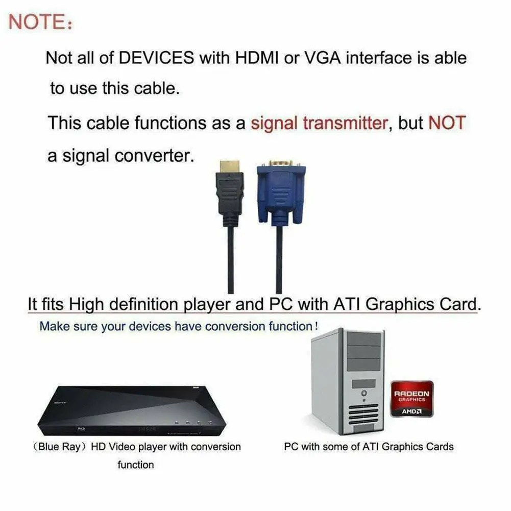 1080P HDMI To VGA Cable Converter With Audio Power Supply HDMI Male To VGA Female Converter Adapter For Tablet Laptop PC TV