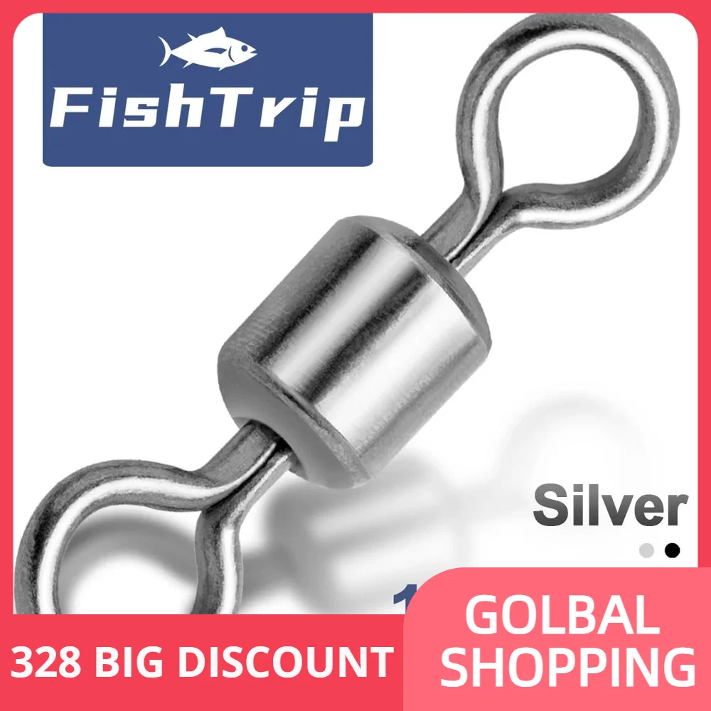 FishTrip Rolling Swivels 100% Stainless Steel Swivels 50~100Pack Fishing Swivels Saltwater Swivels Fishing Tackles