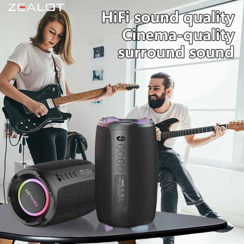 Zealot-S61 Bluetooth Speaker,with IPX6 Waterproof Protection and Outdoor Bass Sound for Backyard and Beach Party,10W Loudspeaker view 8