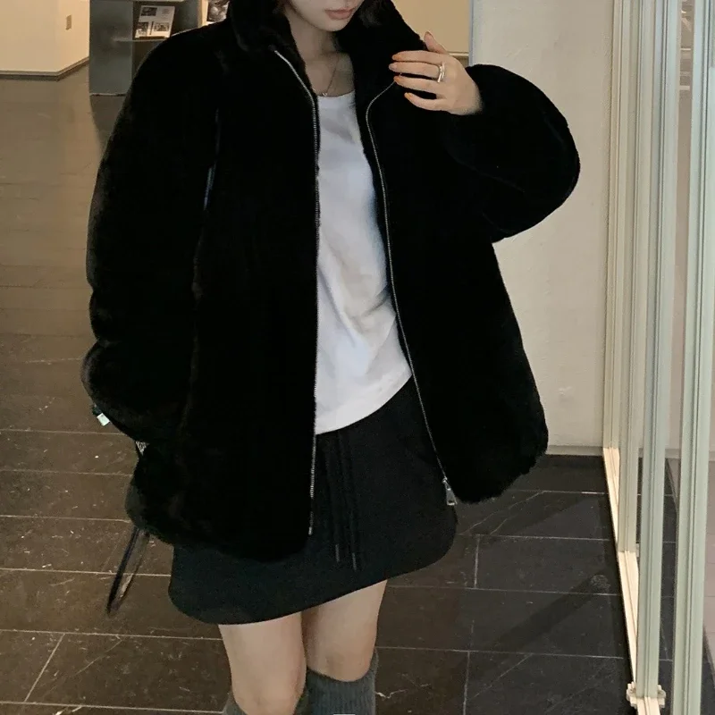 Versatile Stand-up Collar Eco-friendly Rex Rabbit Fur Jacket Women's 2025 Winter Thickened Coat