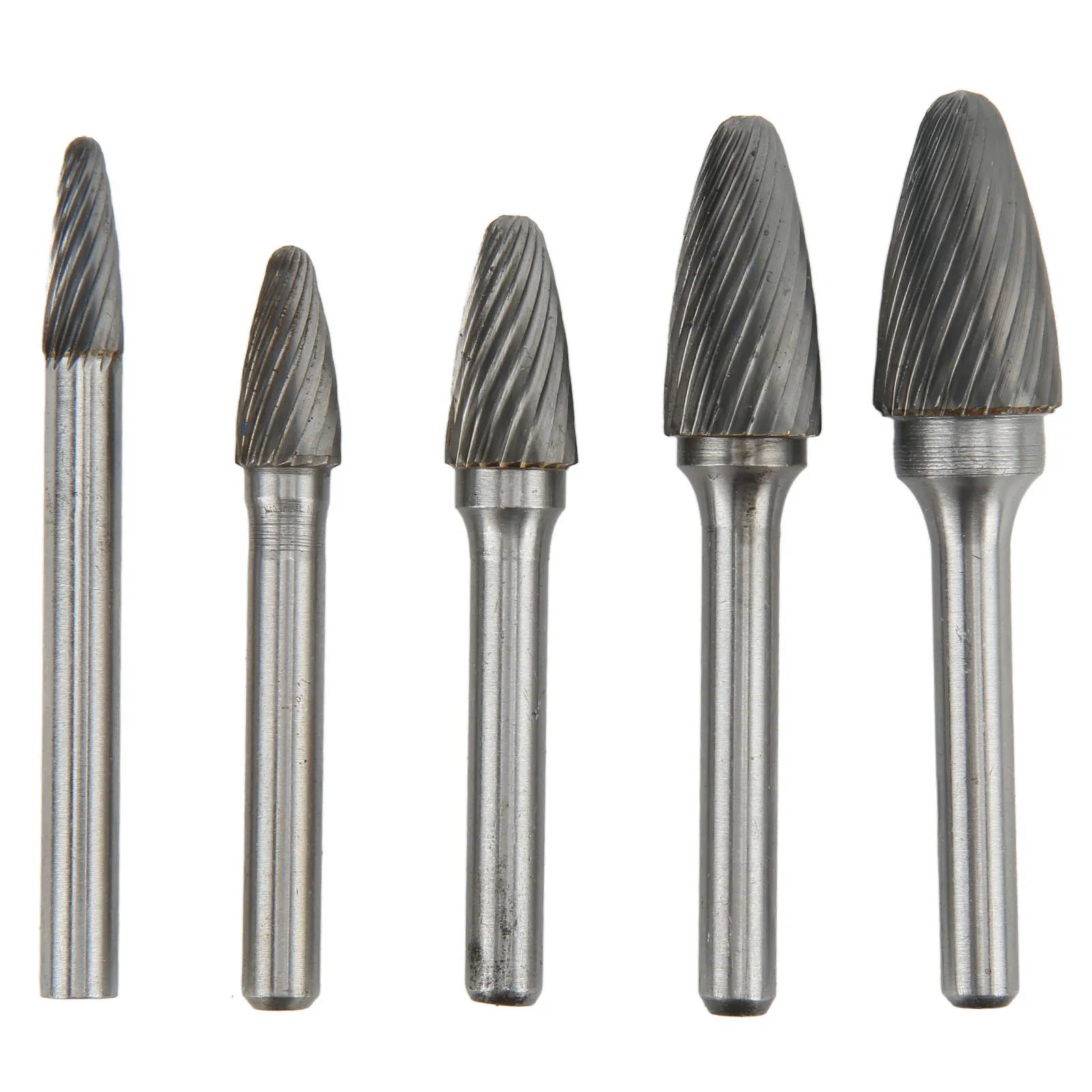 5pcs Carbide Burrs Single Cut Rotary File with 6mm/0.24in Shank for Engraving Polishing Drilling