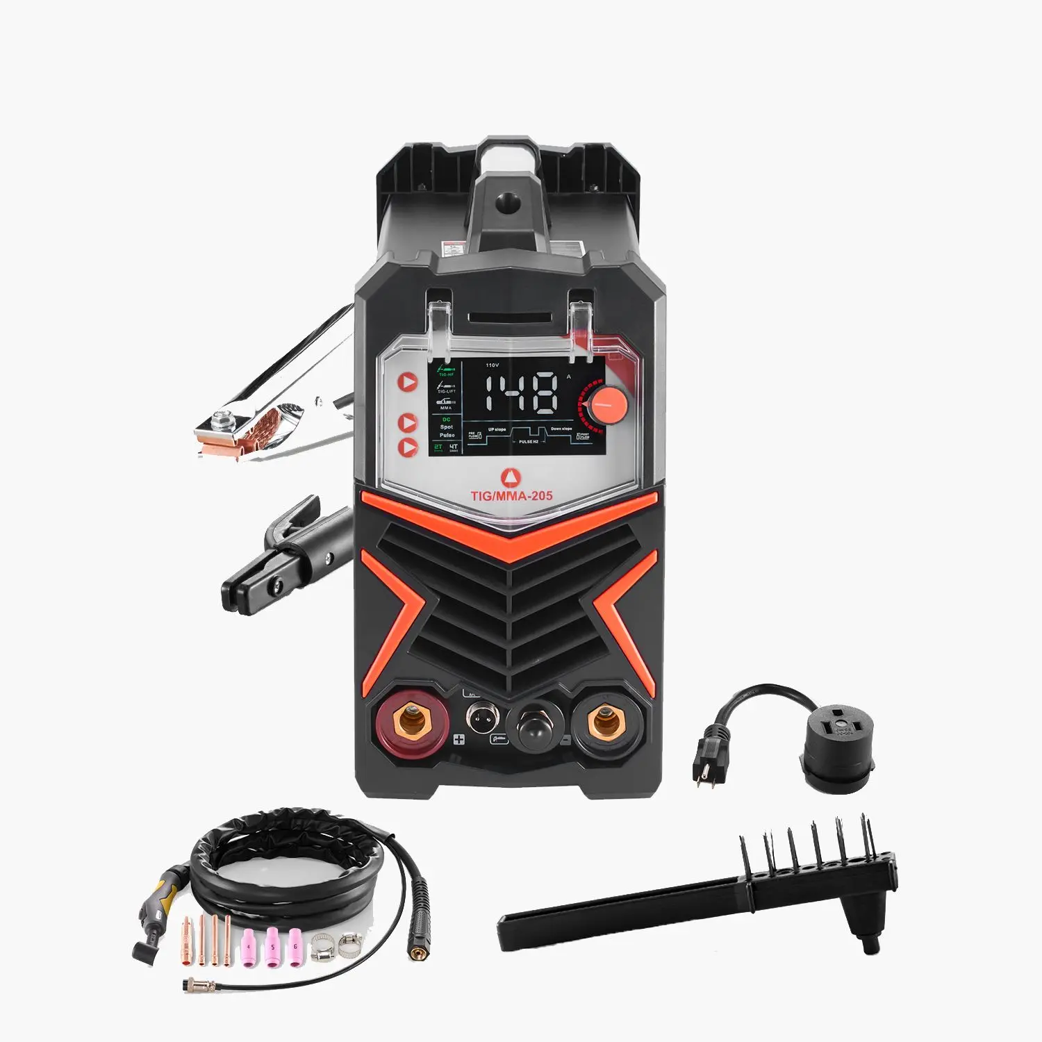 TIG Welder, 205A 3-In-1 Welding Machine (Large LED Display)- DC TIG/DC Pulse TIG/MMA(Stick), 110&220V Dual Voltage Electric Weld