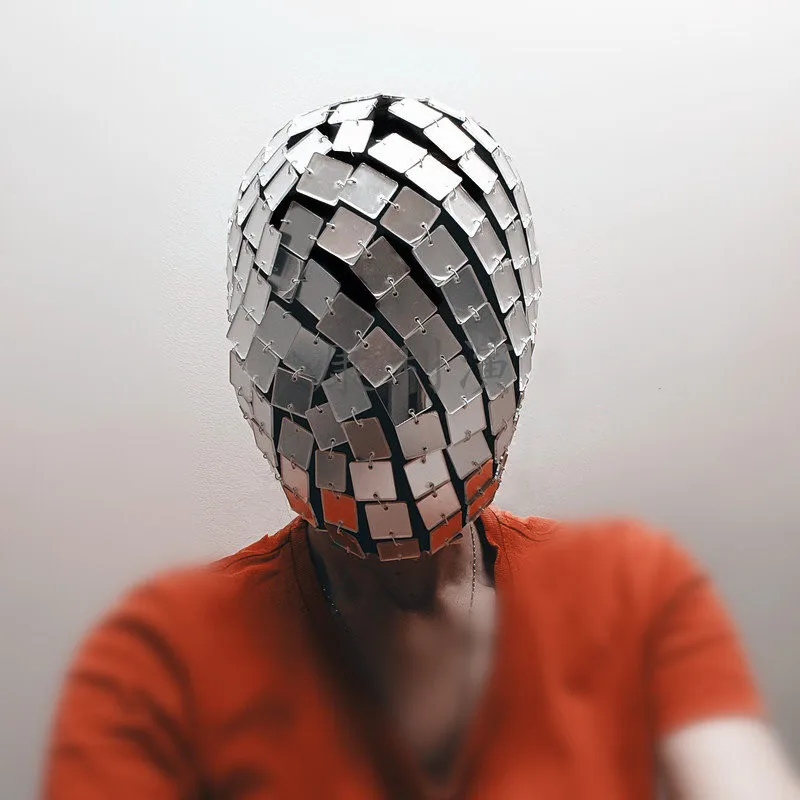 

Маскарадный головной убор на Хэллоуин: серебряная зеркальная маска унисекс для сценических выступлений, аксессуар для мужчин и женщин, украшение для маскарада